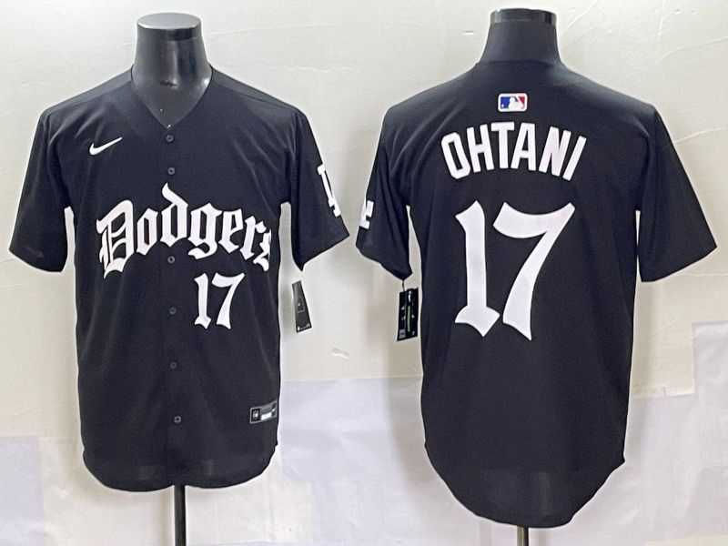 Men 2025 Los Angeles Dodgers #17 Ohtani Black Seventh generation Joint Name Nike MLB Jersey style 8